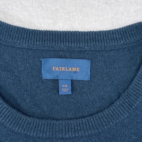 Fairlane Sweater Mens Size XXL Blue Crewneck Pullover Wool Cashere Blend Basics - Picture 3 of 7